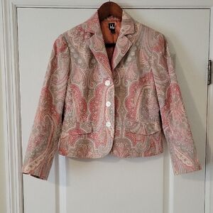 Tommy Hilfiger Pink Paisley Cotton Blazer Jacket Size 10